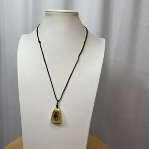 Insect pendant necklace on black cord gothic unusual jewelry costume